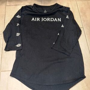 Air Jordan Mens Black 3/4 Sleeve Raglan T-Shirt Wings Logo Graphic M  Medium T16